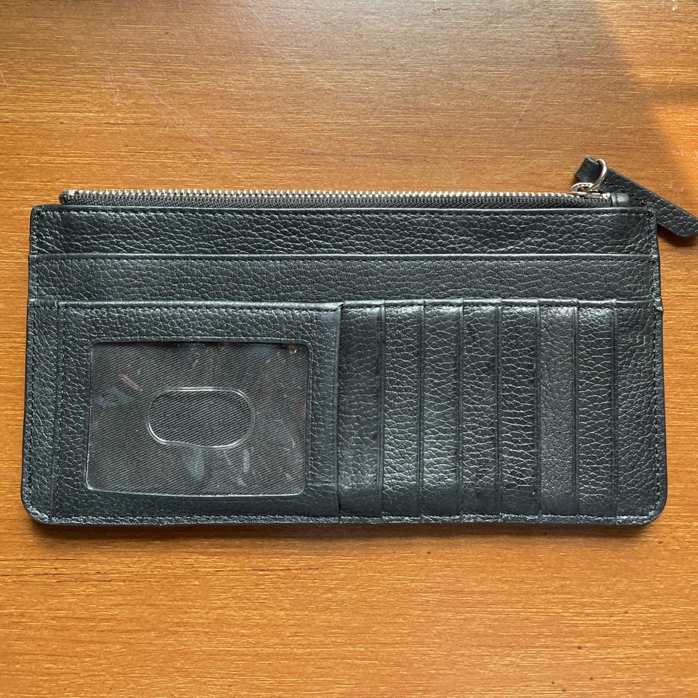 Nordstrom brand black leather ID / card holder wallet